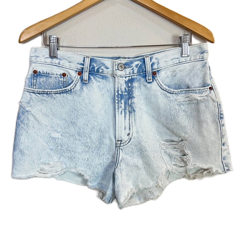 Abercrombie‎ & Fitch Denim Annie High Rise Jean Shorts Destructed Women’s Sz 10